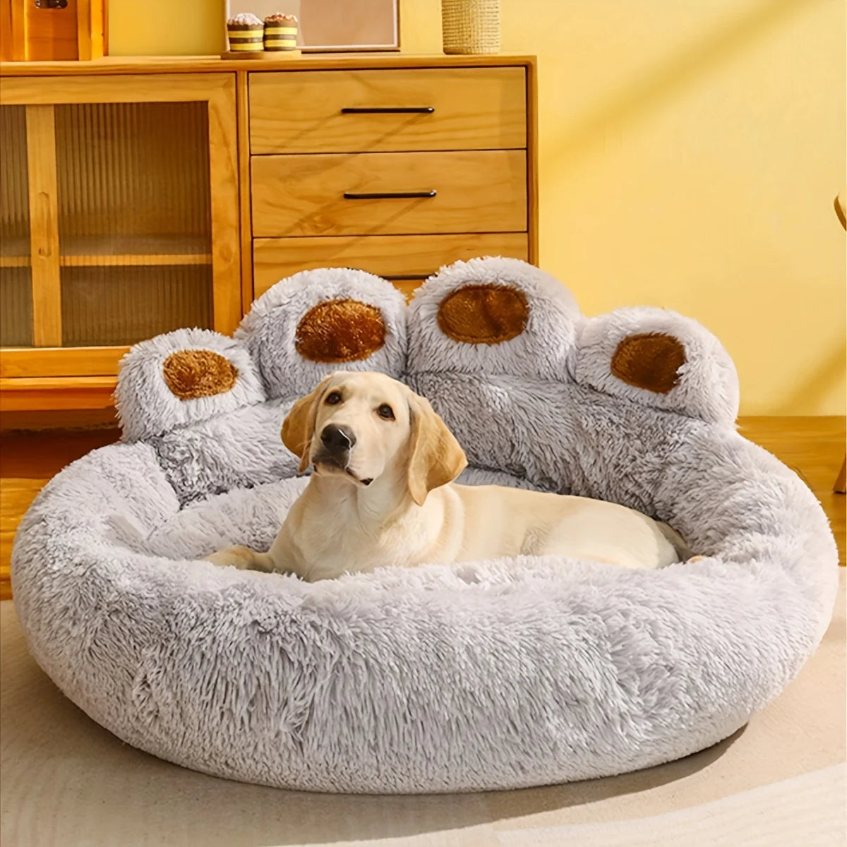 Beruhigendes Kuschelbett „Donut“ für Hunde & Katzen – Weich, Warm, Plüschig